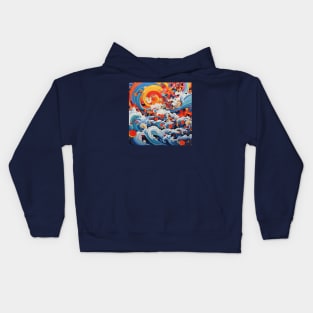 Radiant Fury: Sunlit Symphony of Turbulent Tides Kids Hoodie